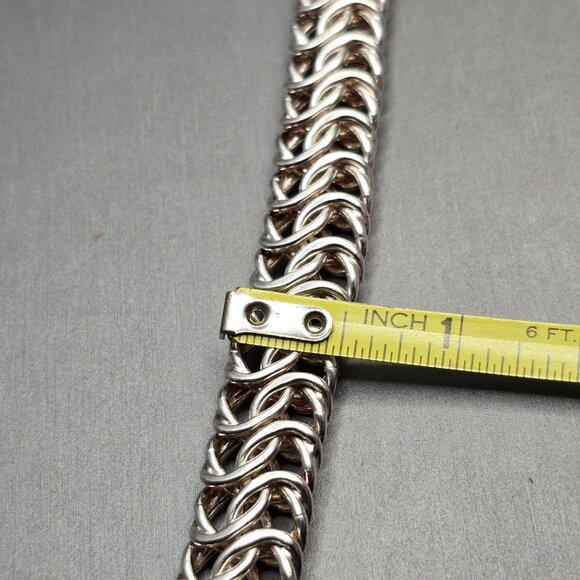 Sterling Silver 925 Italian Byzantine Chain Bracelet 7" Signed B 27.53g Bold - Picture 9 of 12